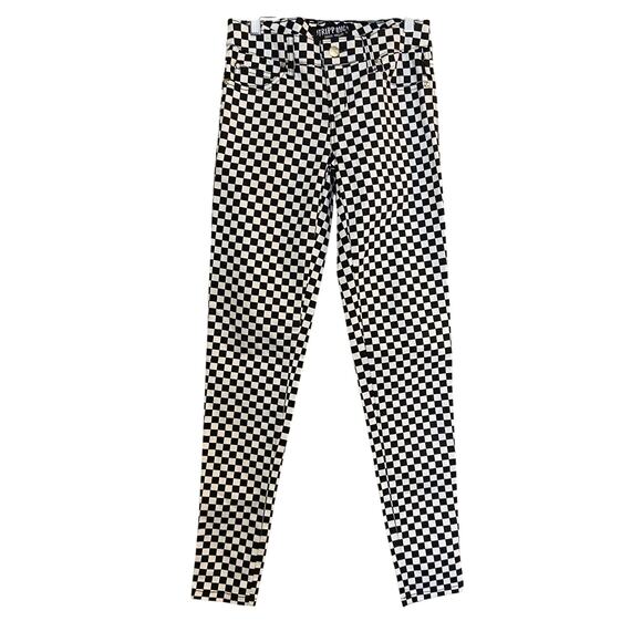 Tripp NYC Daang Goodman Size 1/25 Checkerboard Black & White T Back Skinny Pants - Picture 2 of 11